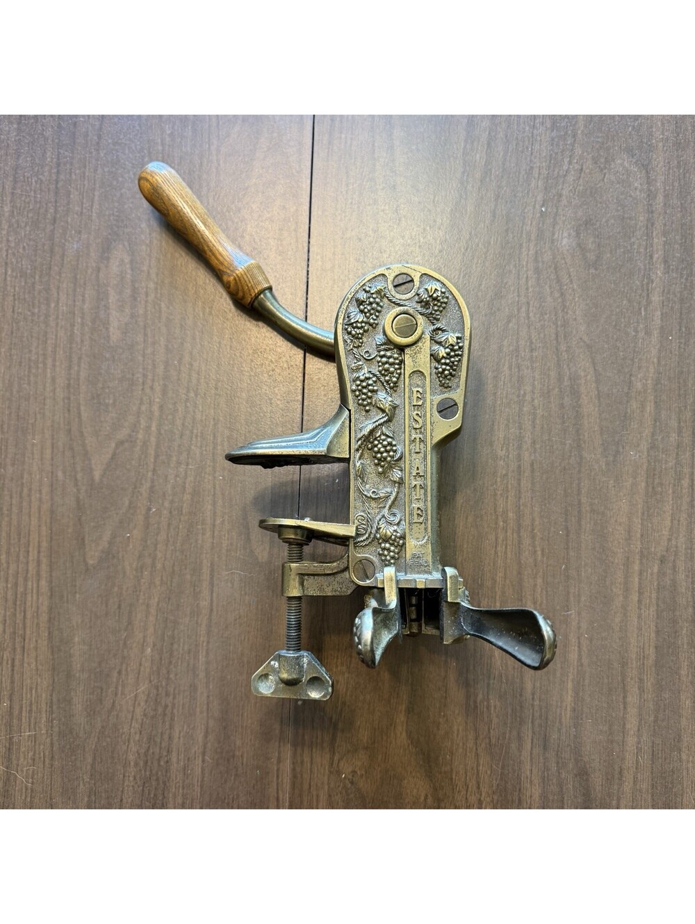 Rogar Estate Table Mount Wine Opener w/Grape Detail in Antique Bronze